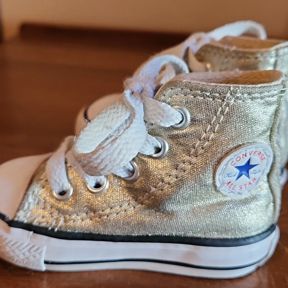 Converse Gold Shimmering Toddler High-Tops Size 3